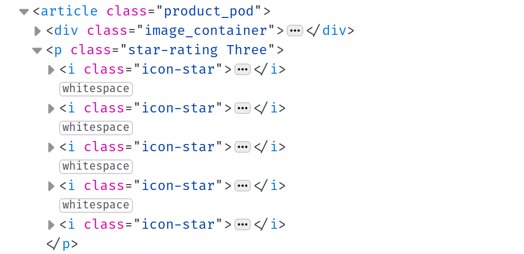 Star ratings code