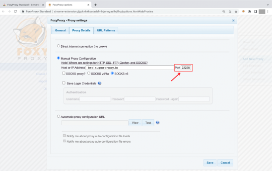 Proxy settings window with host and port input fields.