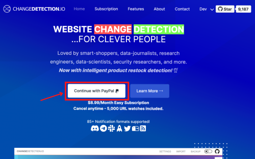 Change detection signup