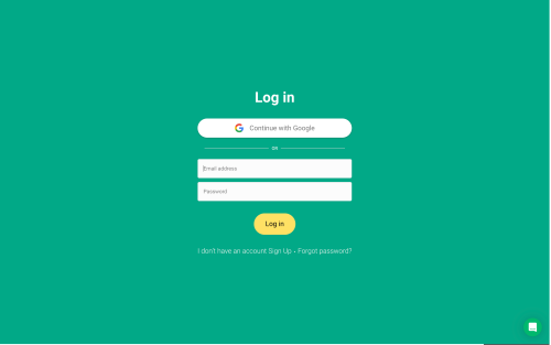 Login screen with Google and email options.
