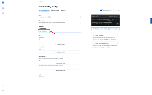 Interface showing proxy configuration settings.