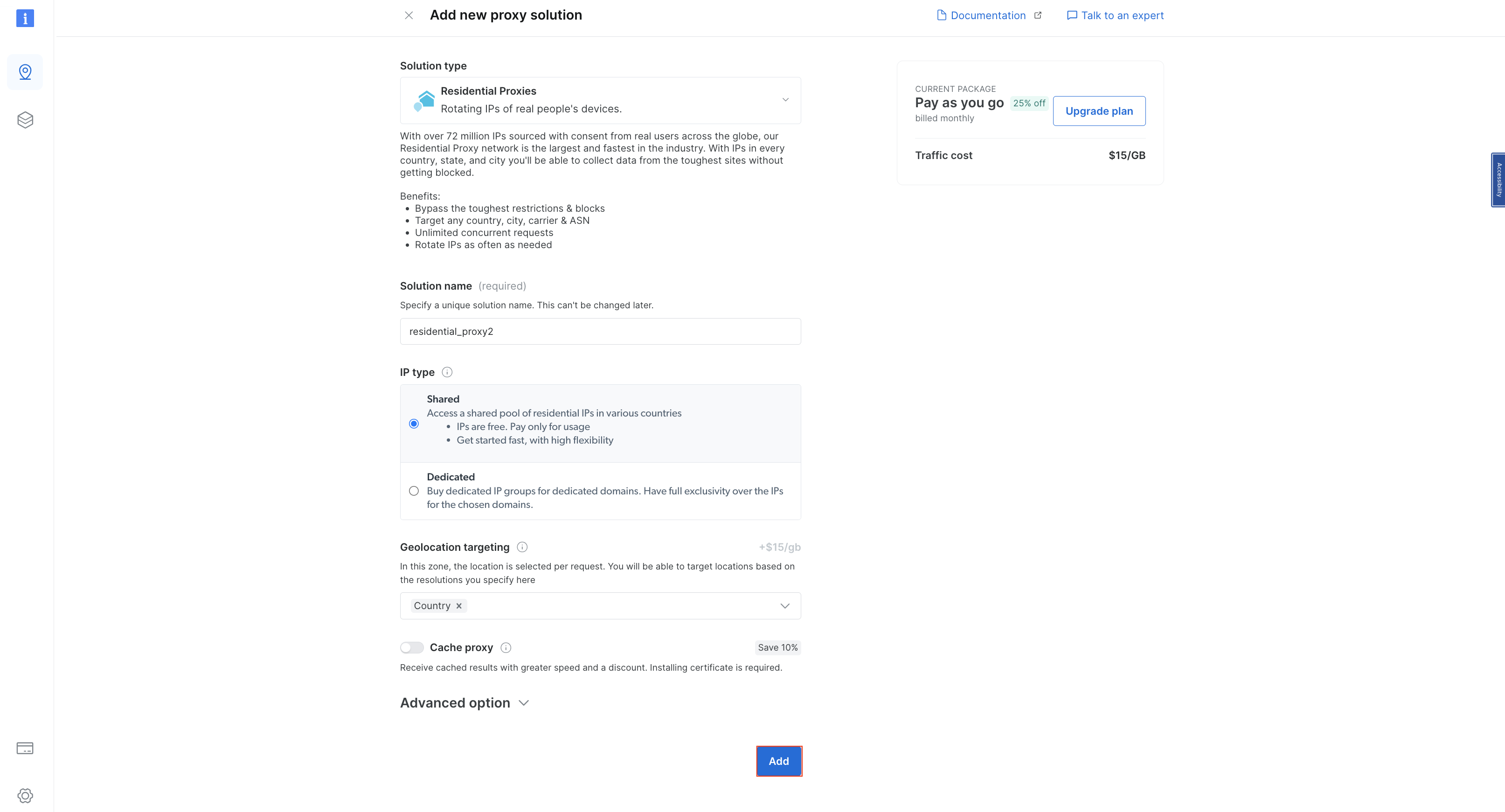creating a new residential proxy