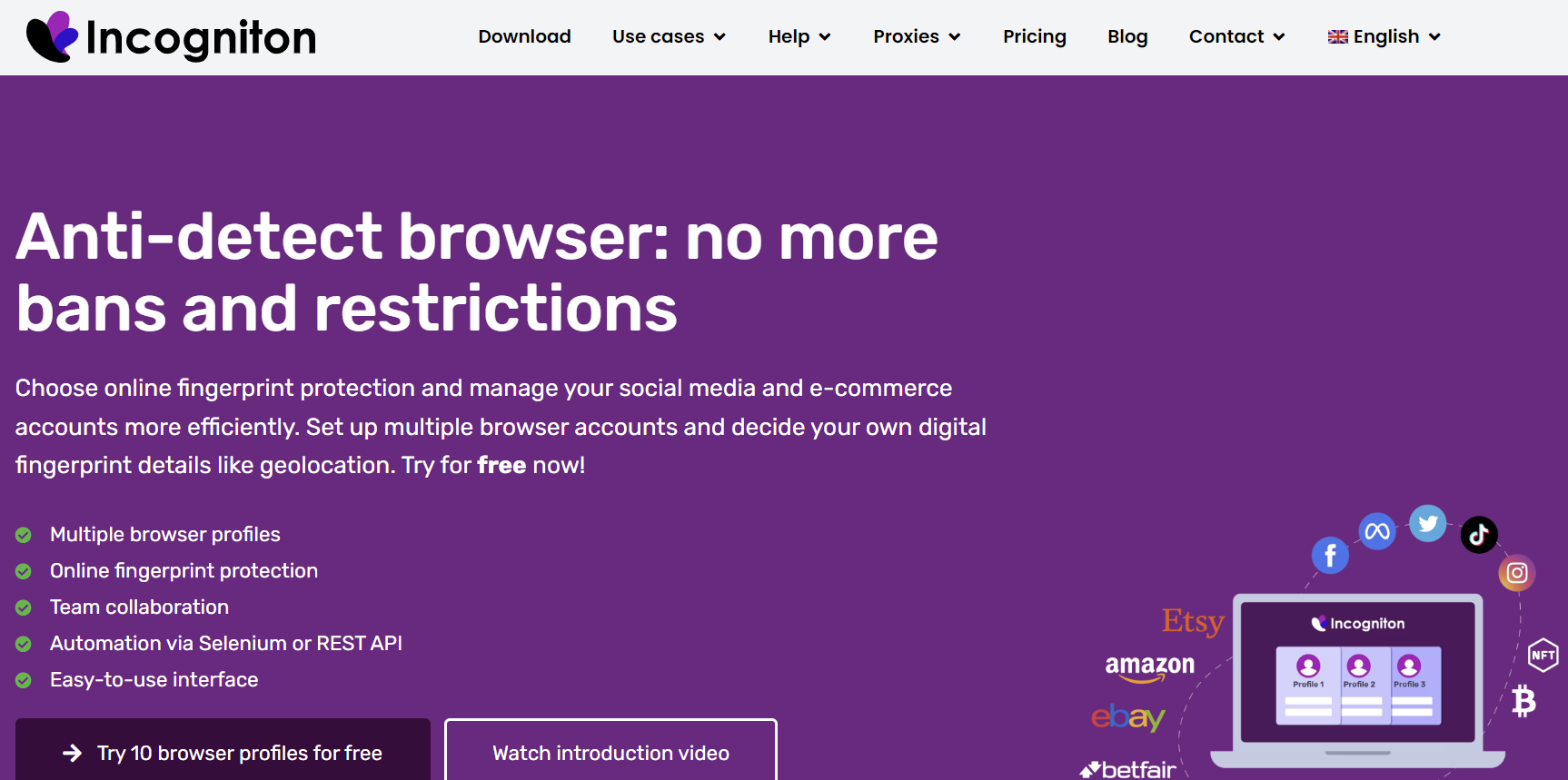 Incogniton website homepage