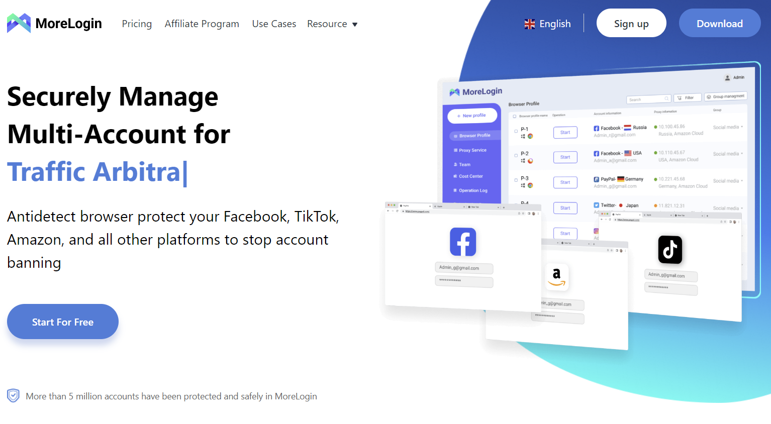MoreLogin website homepage