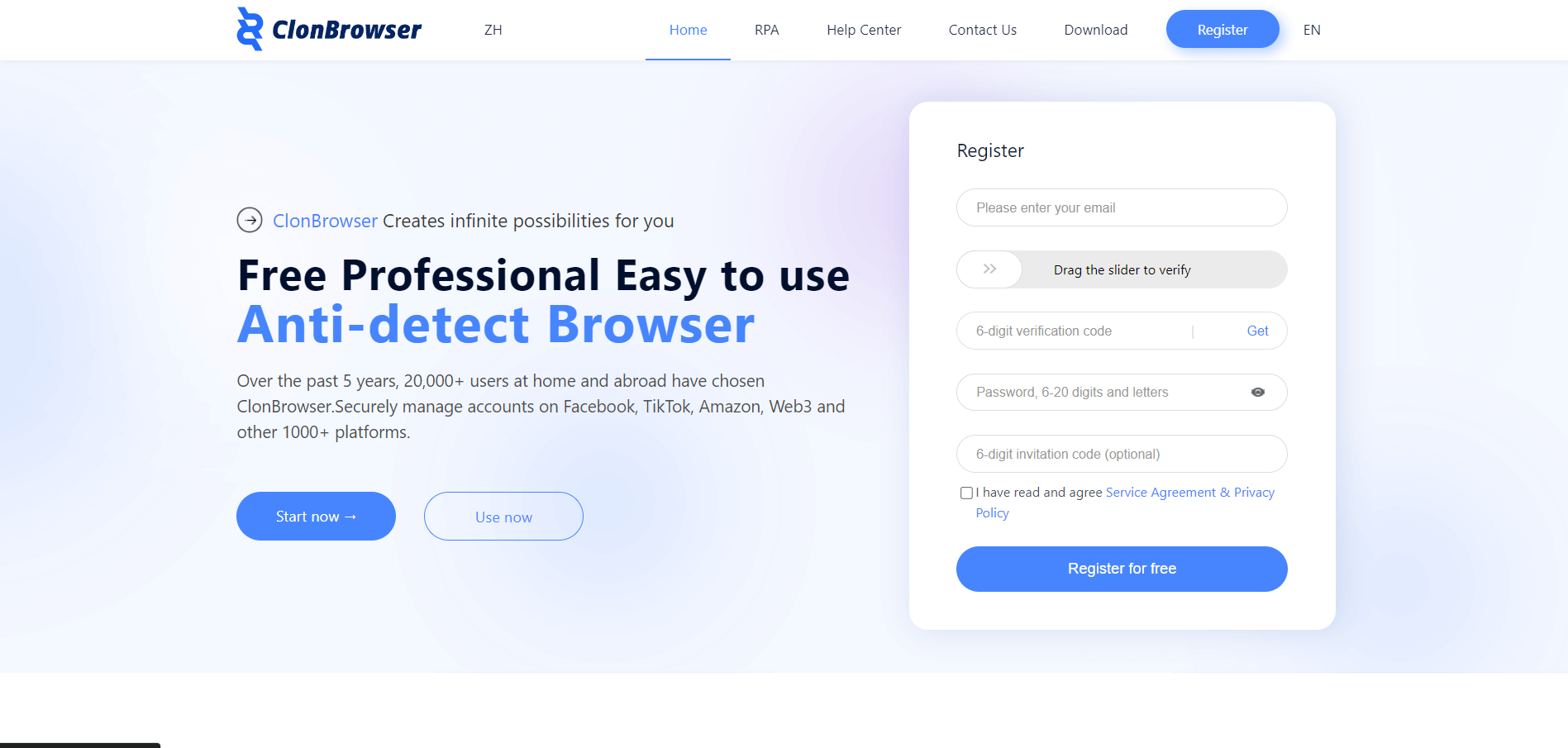 ClonBrowser website homepage