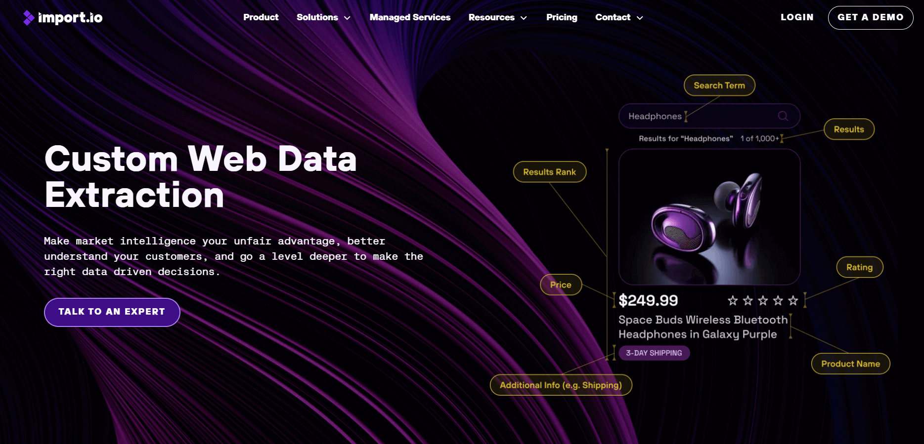 Import.io website homepage