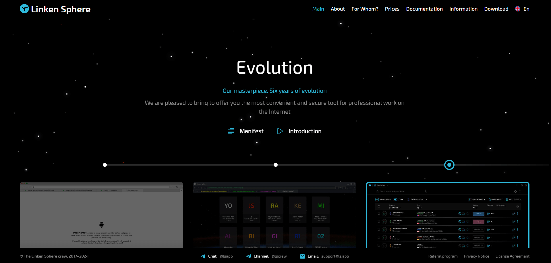 Linken Sphere website homepage
