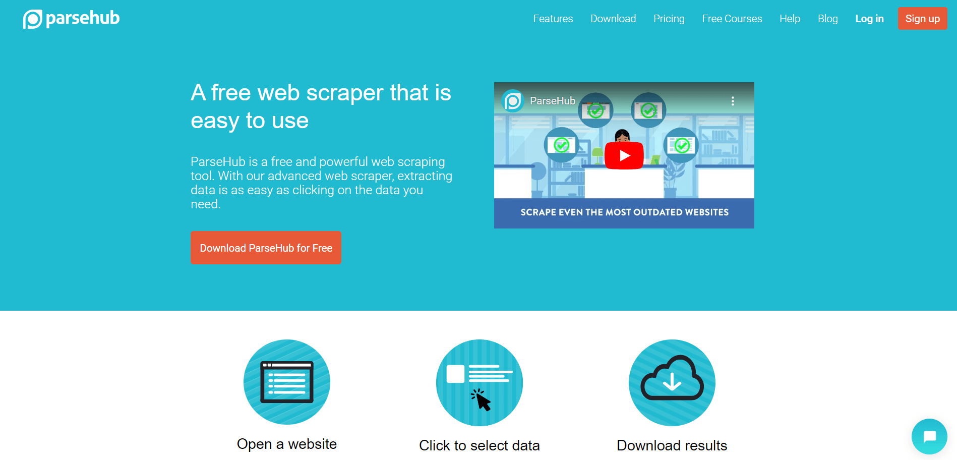 Parsehub website homepage