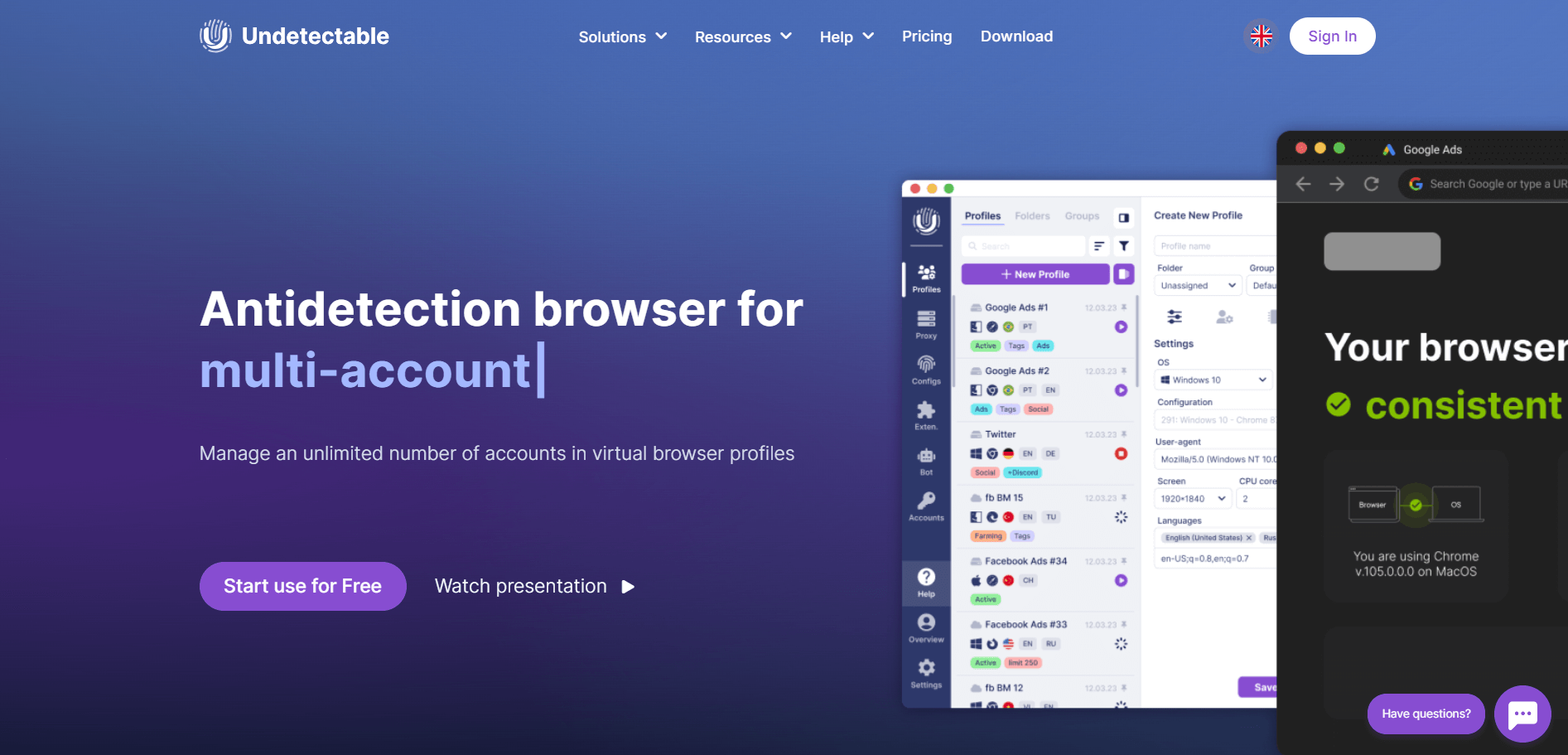 Undetectable website homepage