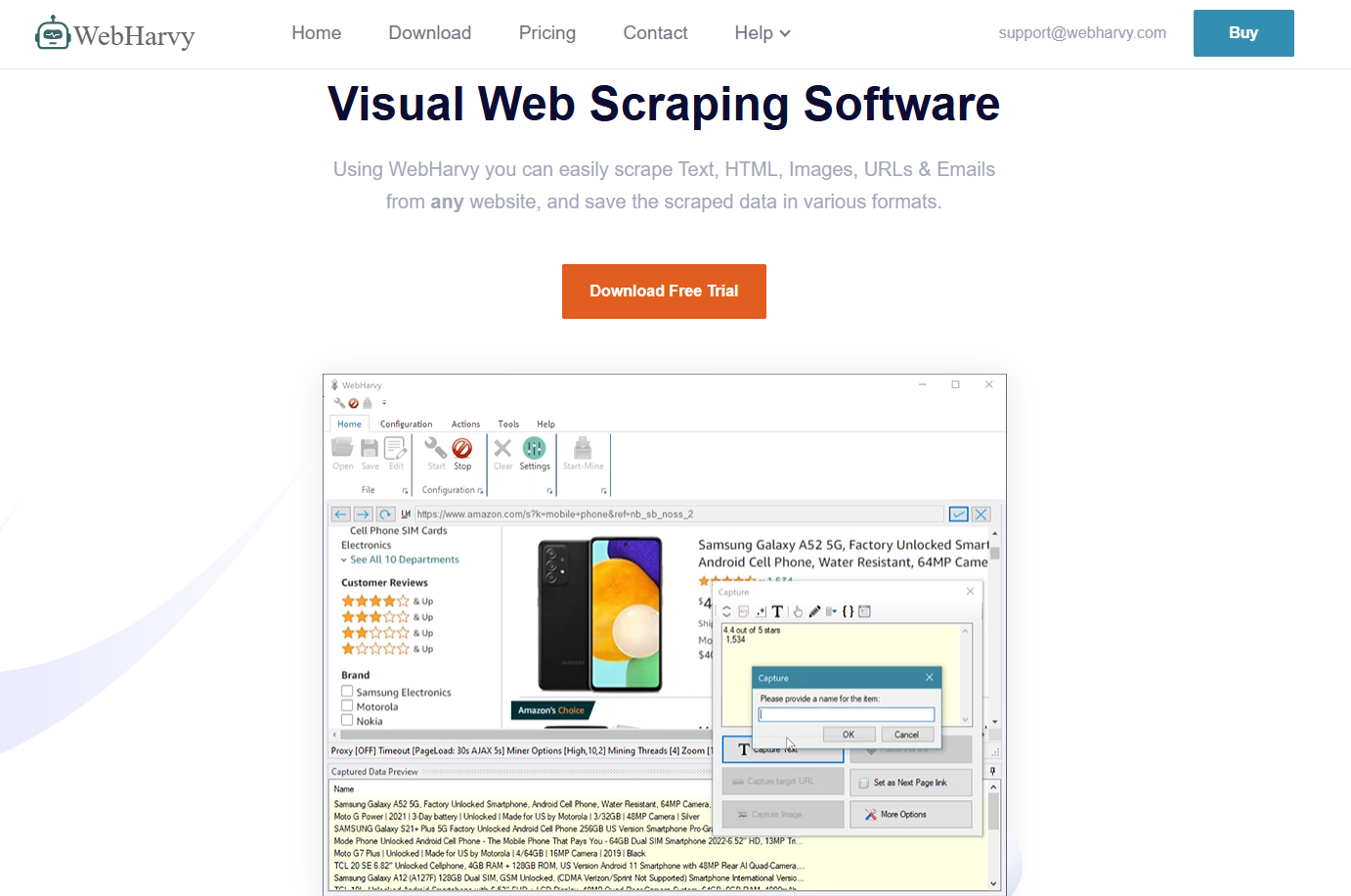 WebHarvy homepage