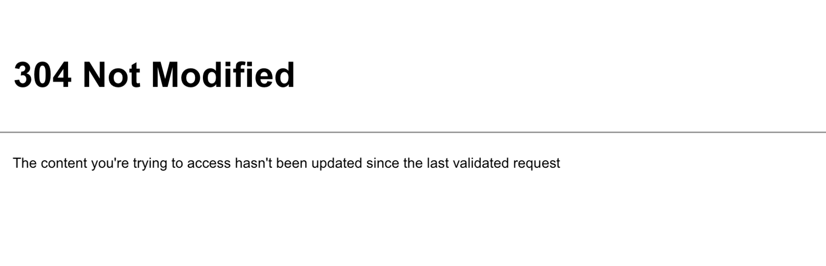 304 not modified error