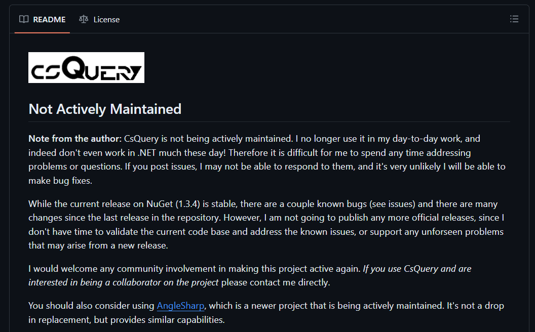 CsQuery readme