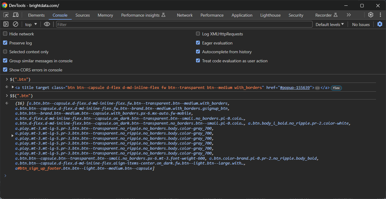 Using the $() and $$() functions example