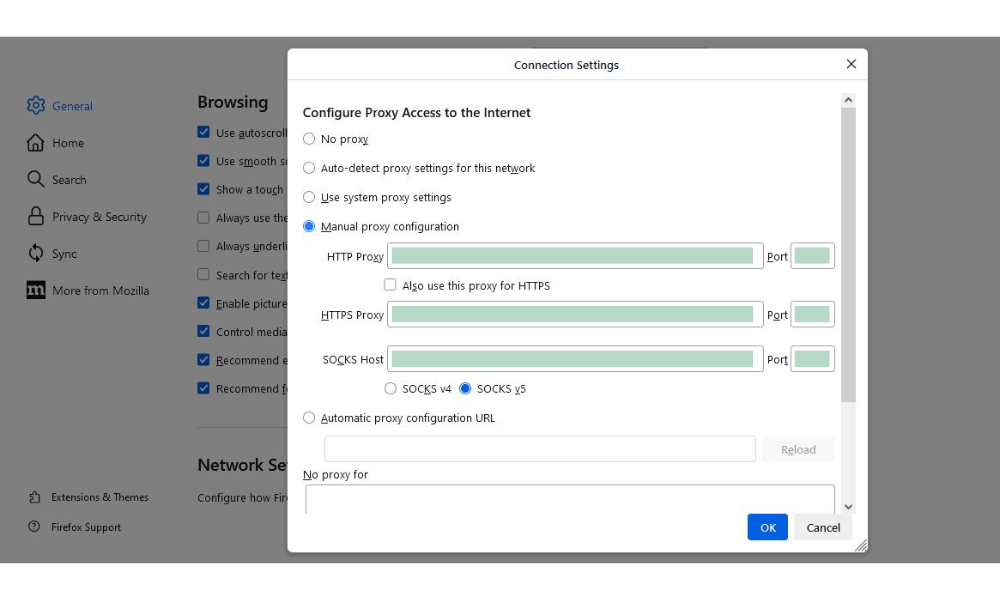 Viewing the connection settings