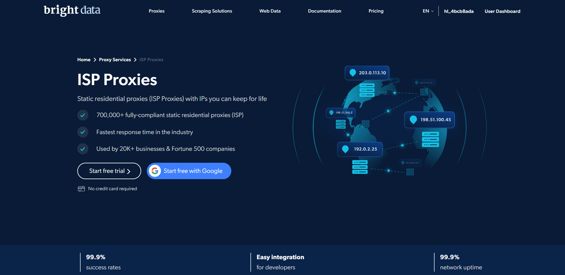 Bright Data's ISP proxies page