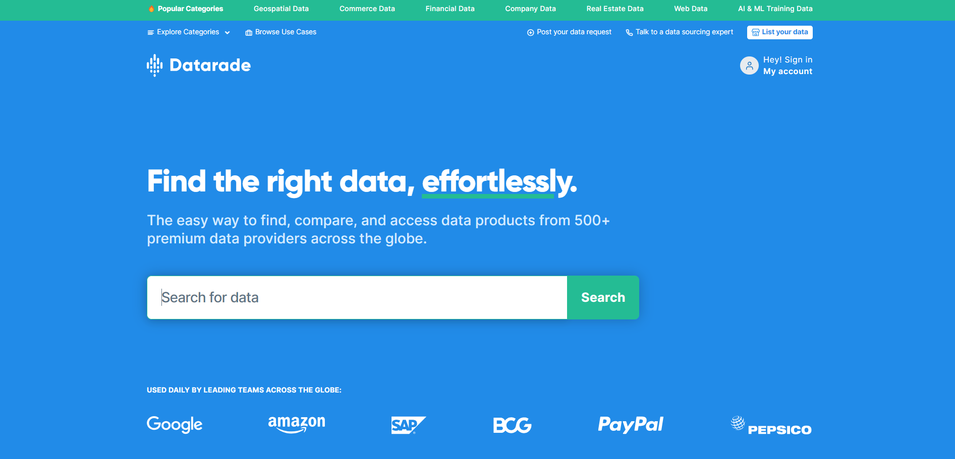 Datarade dataset search