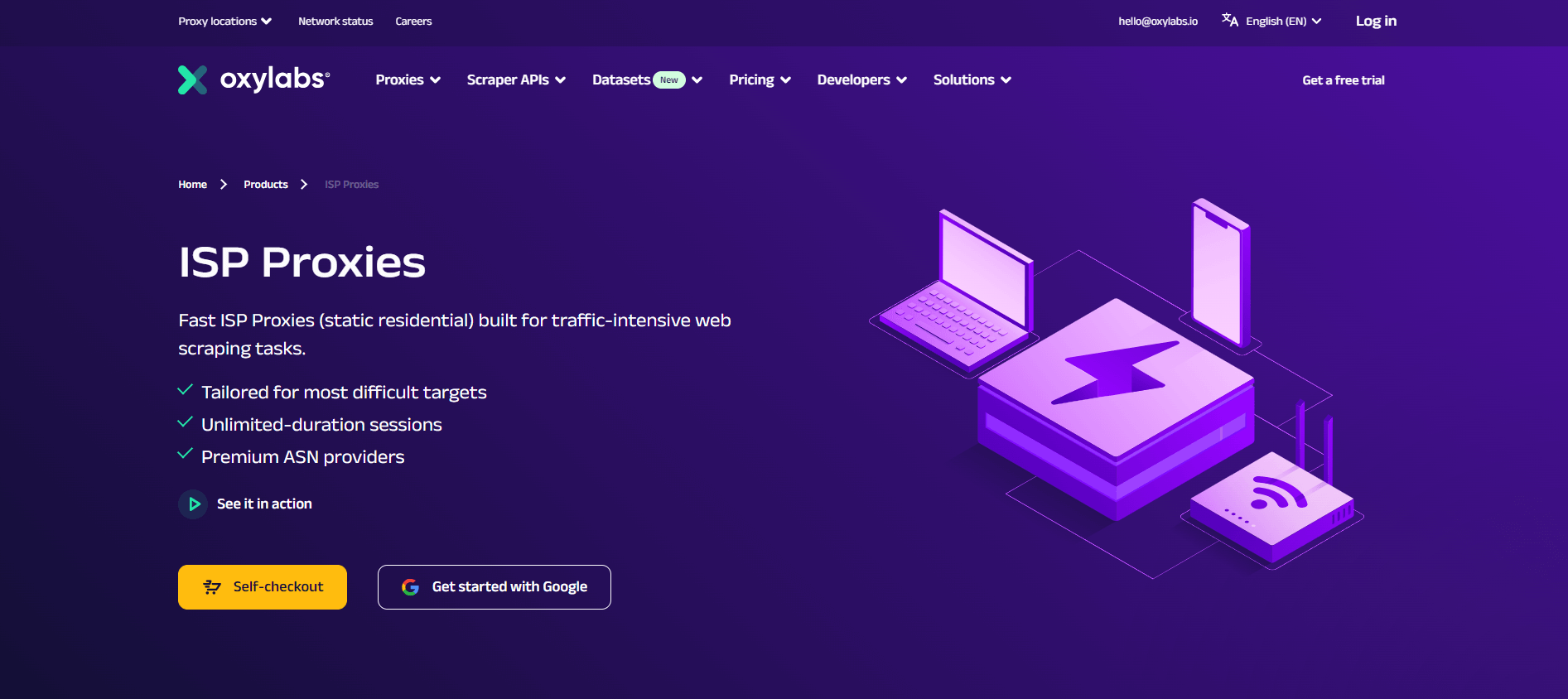 Oxylab's ISP proxies page