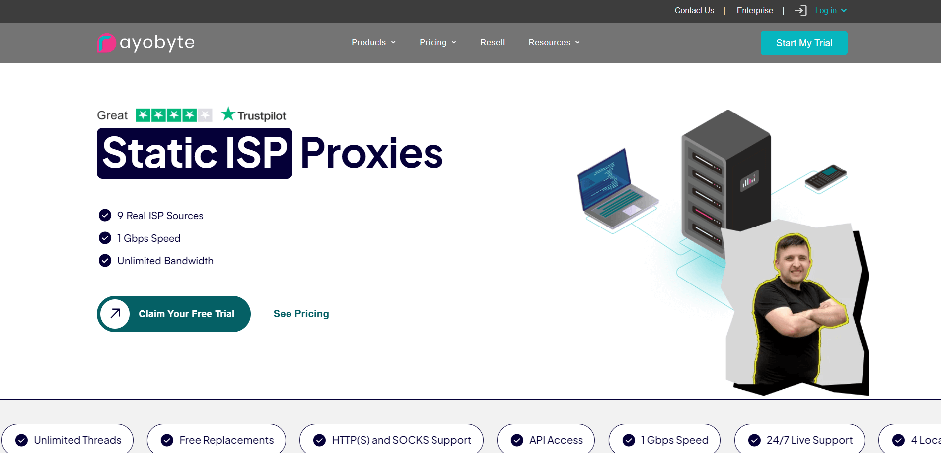 Rayobyte's ISP proxies page