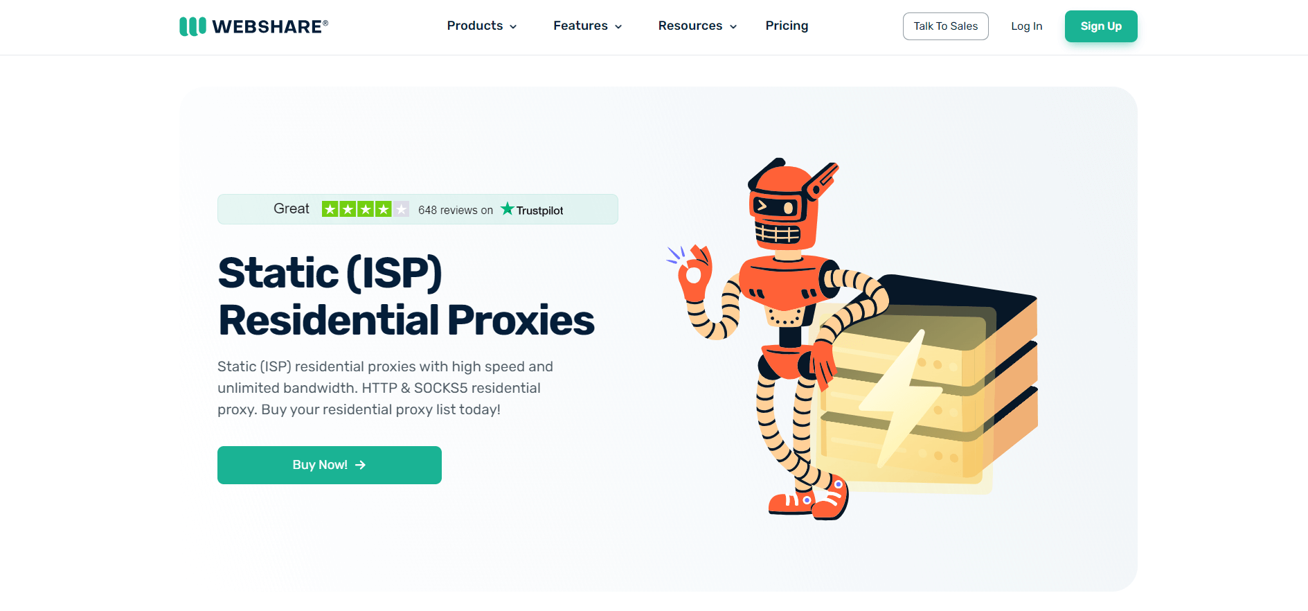 Webshare's ISP proxies page