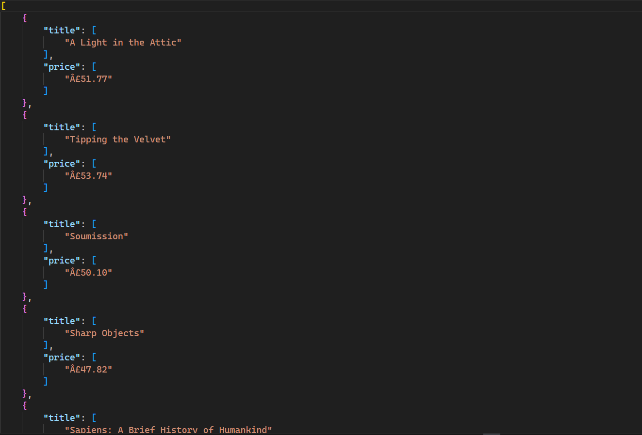 static_scrape.py JSON output
