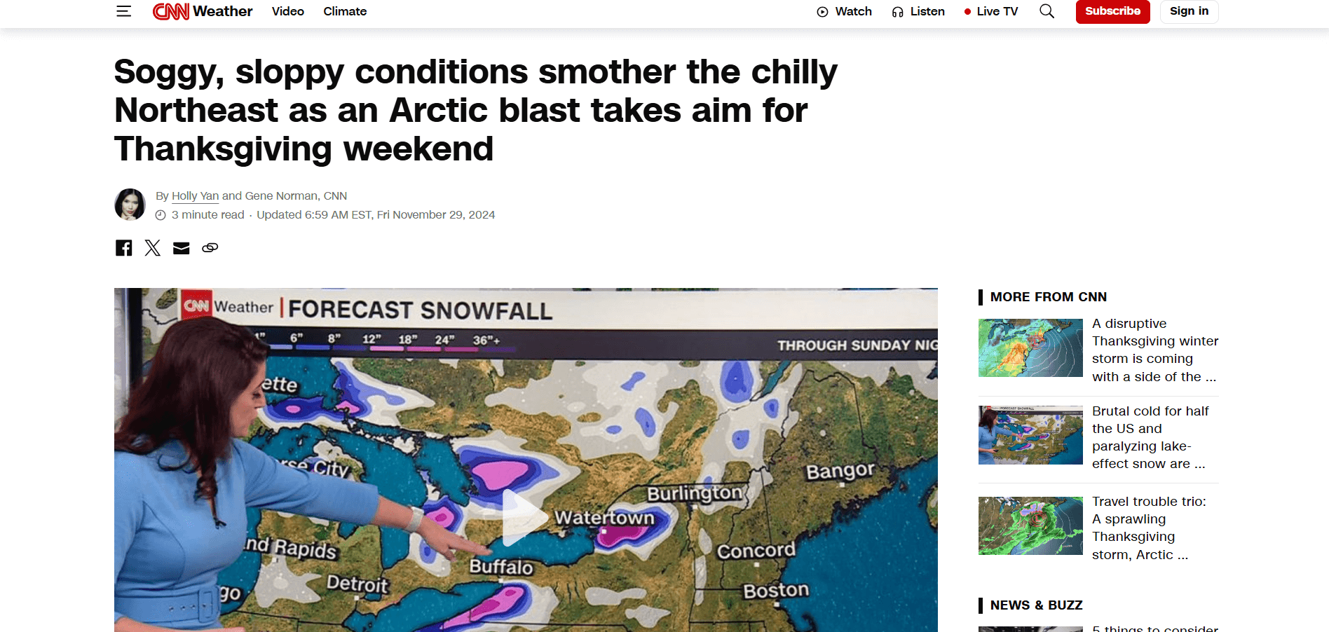 The CNN article we are going to scrape