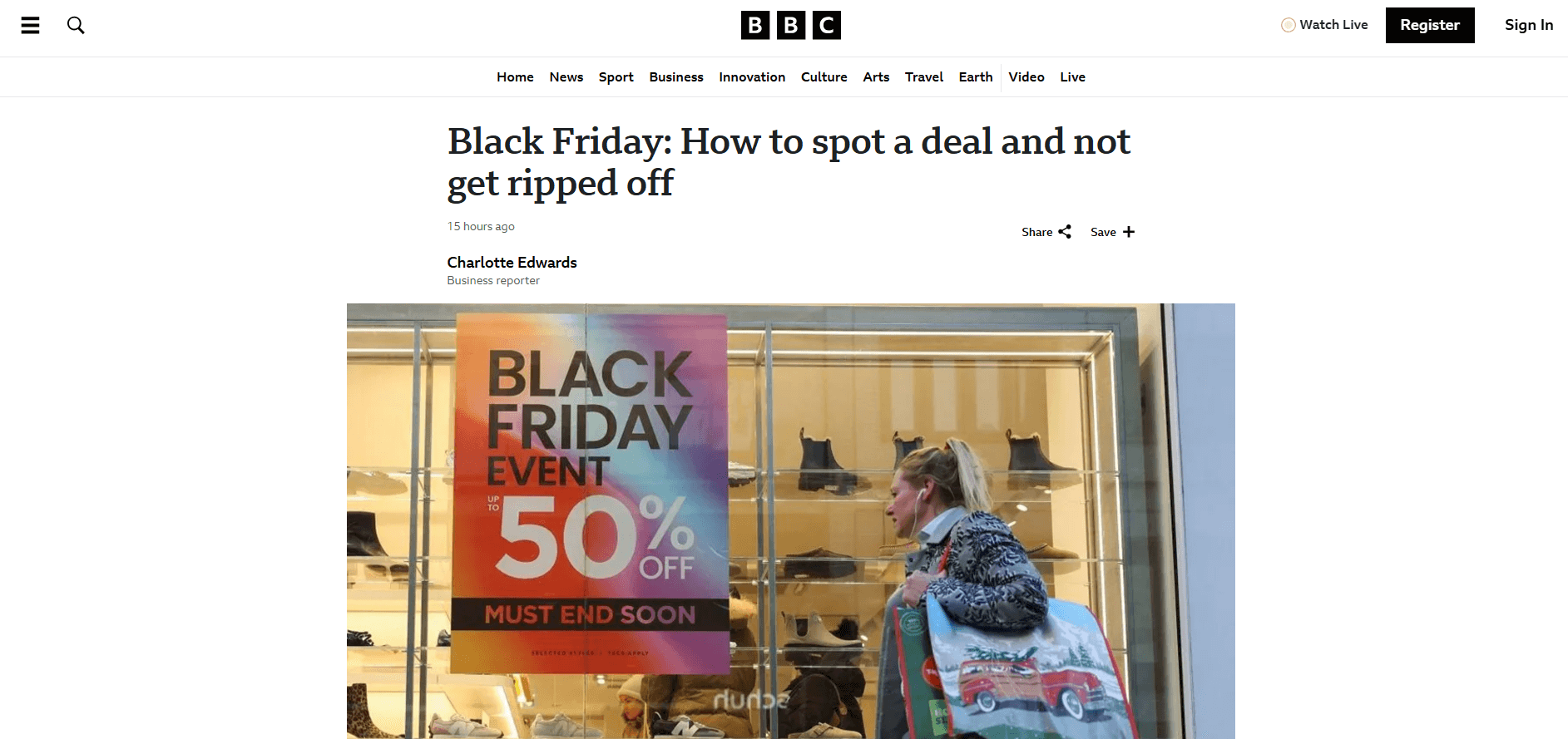 The BBC article we are going to scrape