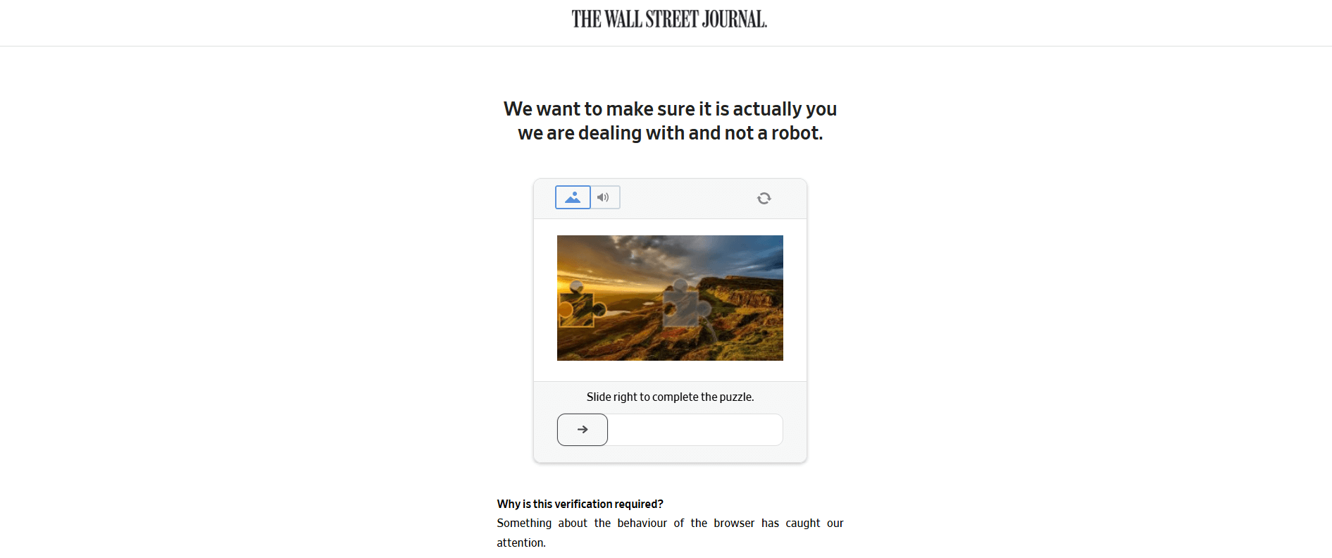 CAPTCHA on The Wall Street Journal