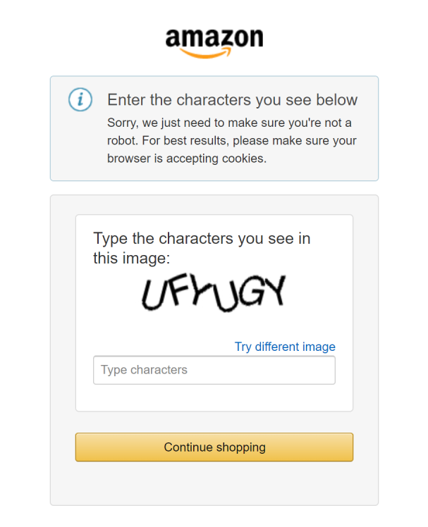 An example of an Amazon CAPTCHA