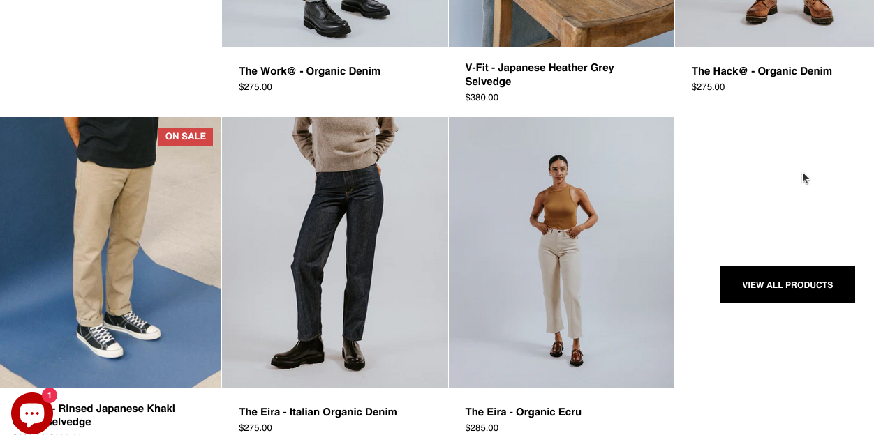 Front Page of a Shopify Store