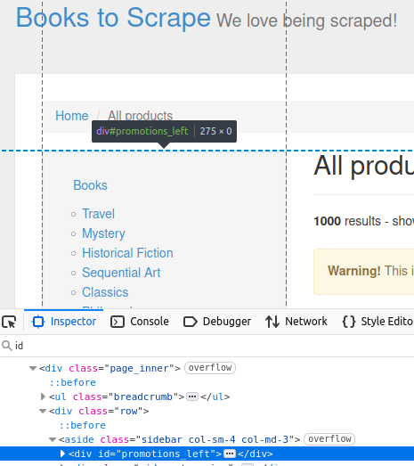 Inspect the sidebar