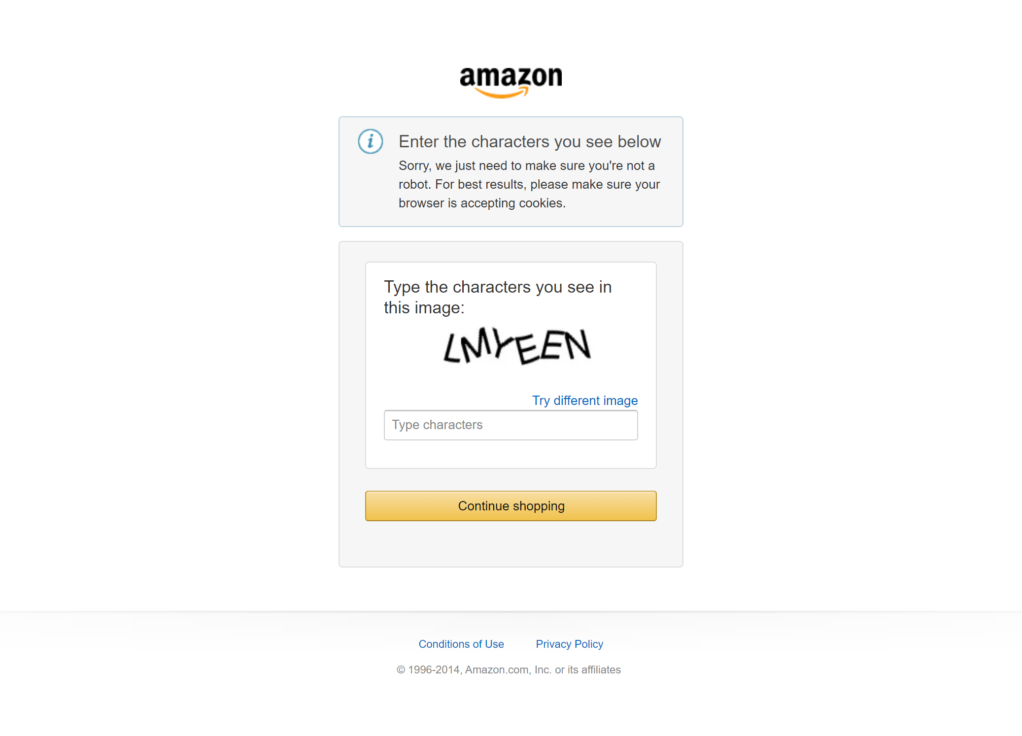The Amazon CAPTCHA page screenshot