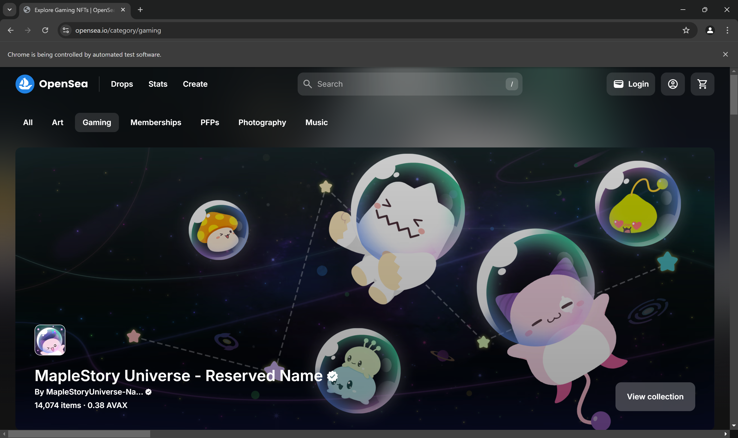 The Chrome window from Selenium