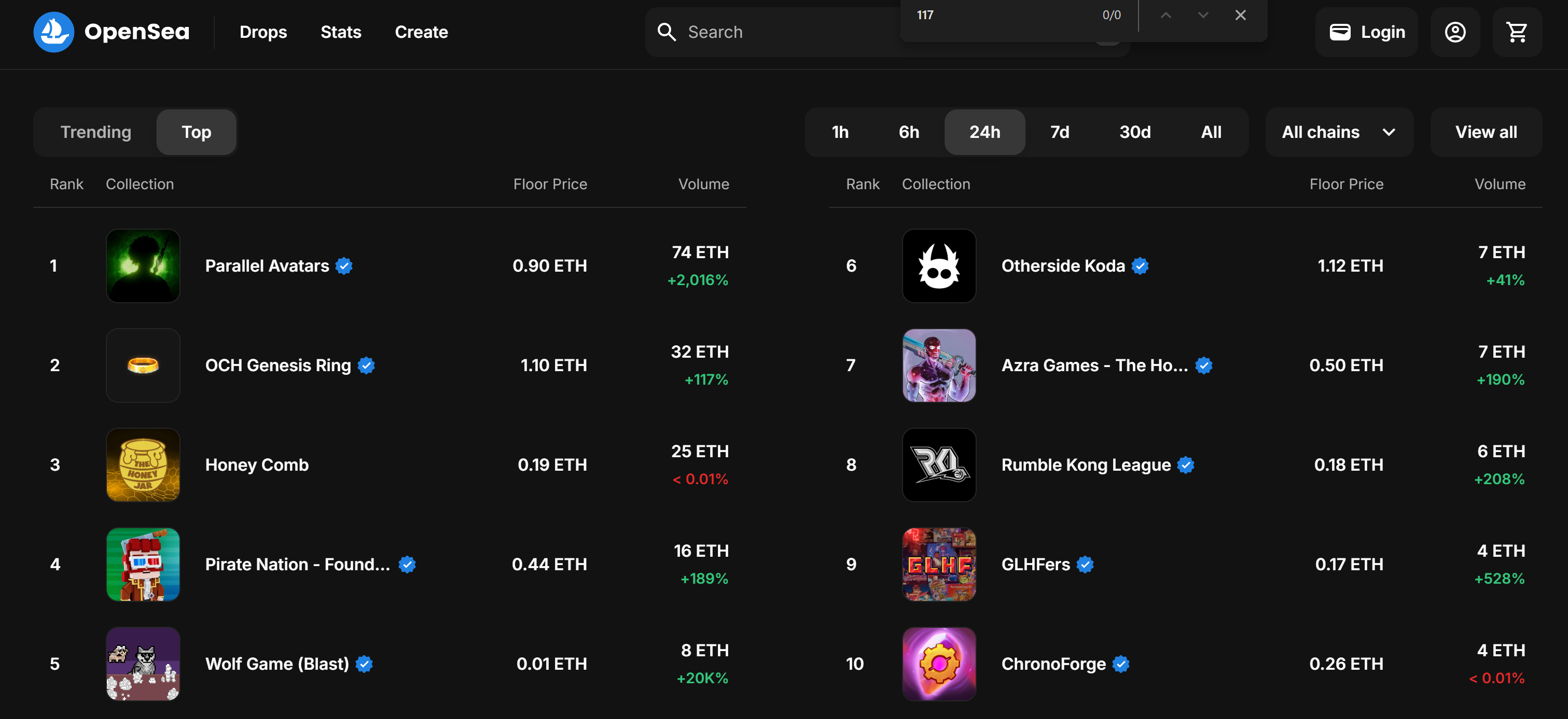 The OpenSea “Gaming” target page