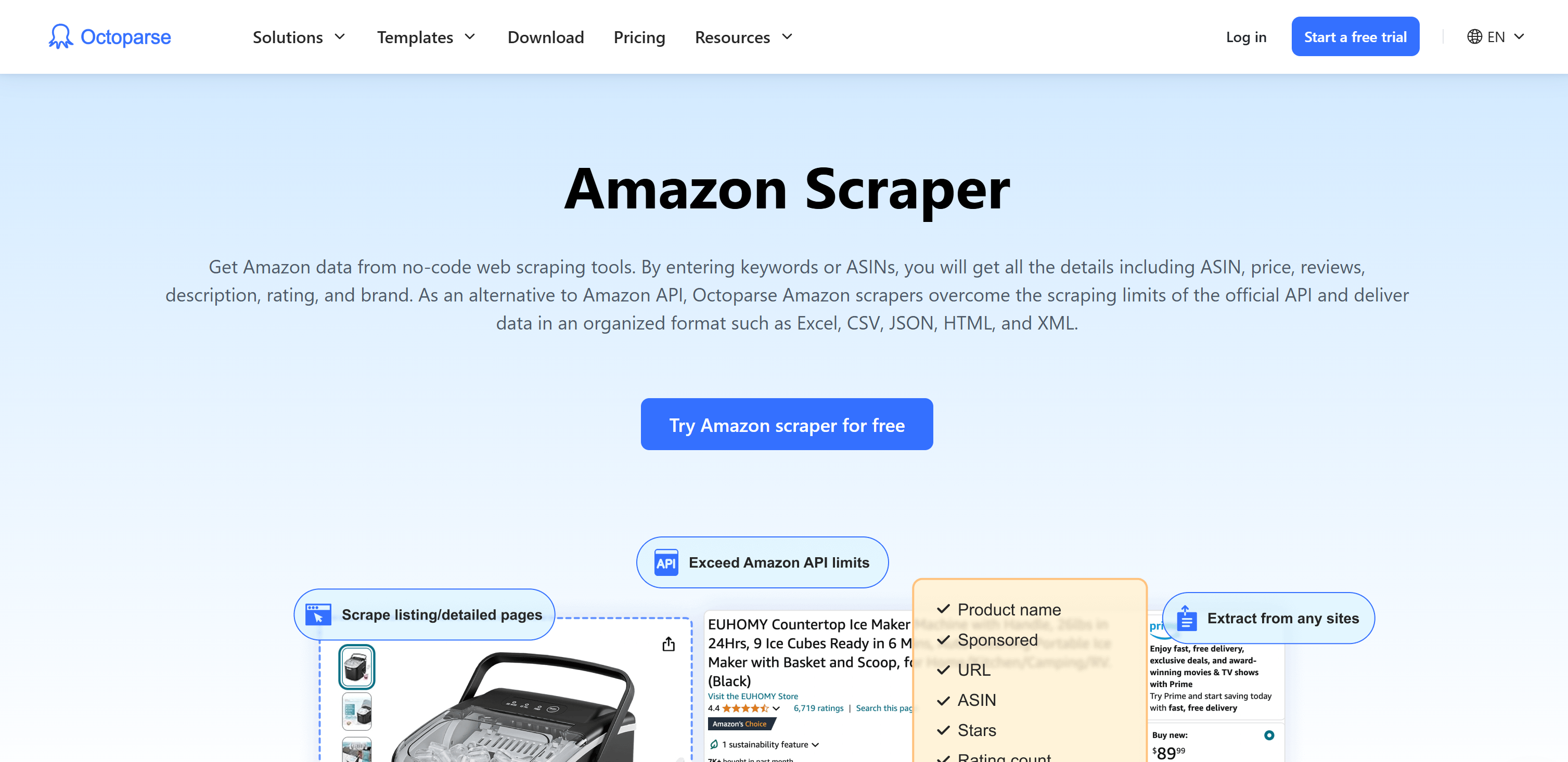 Octoparse’s Amazon Scraper