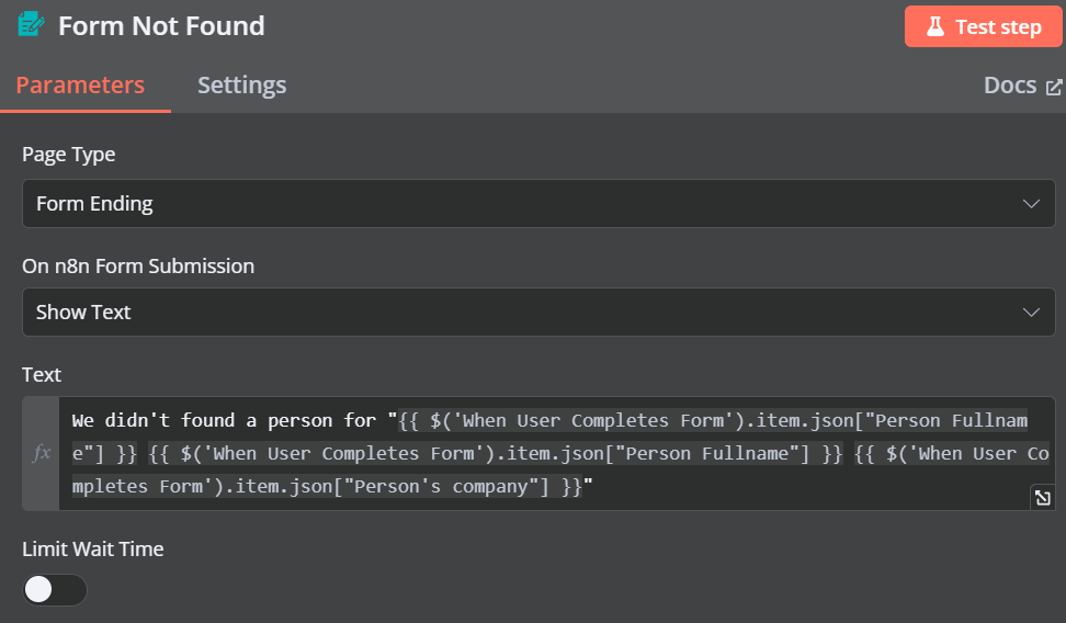 Error Handling Message