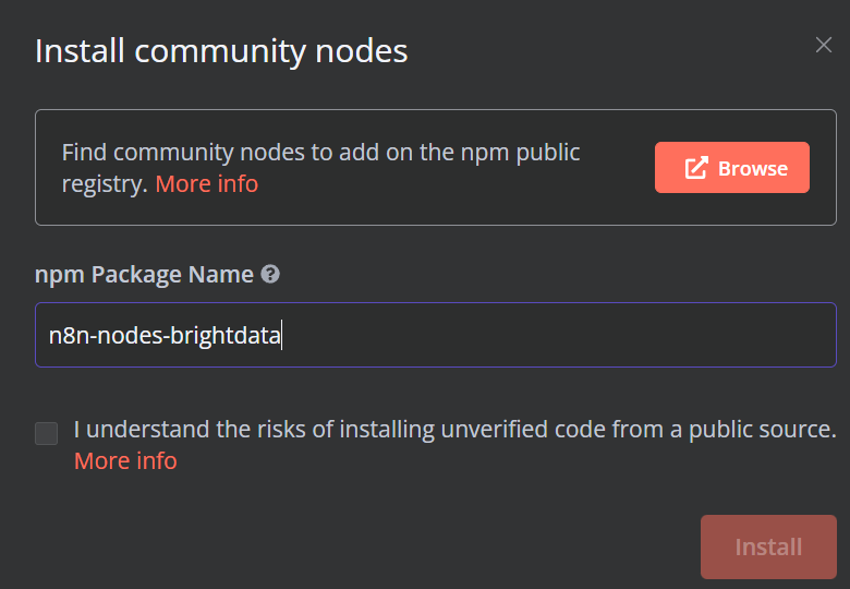 Install Bright Data Community Node