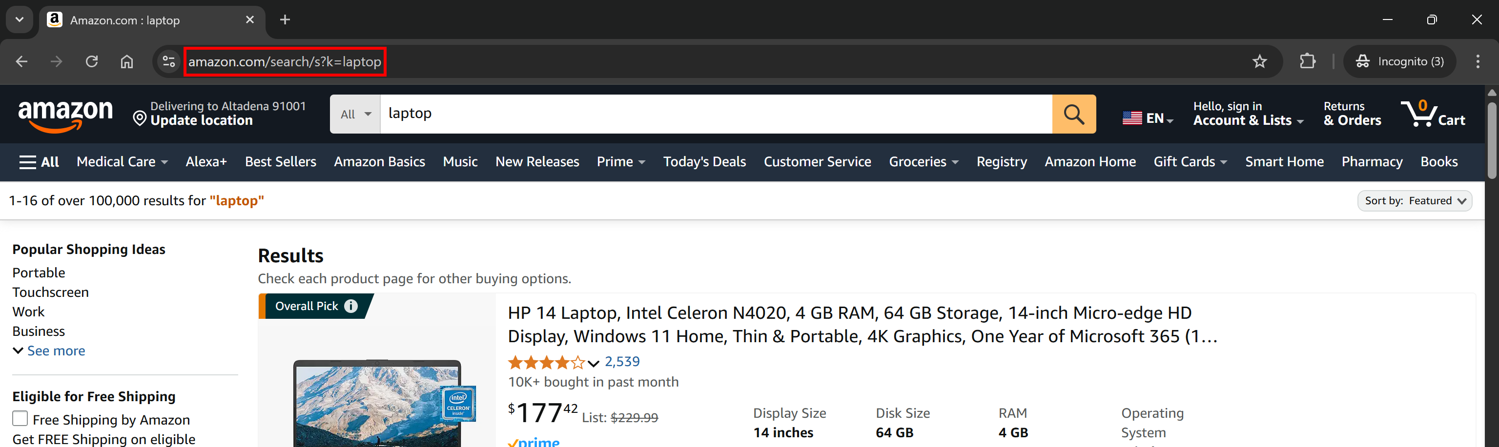 Note the URL of the target page
