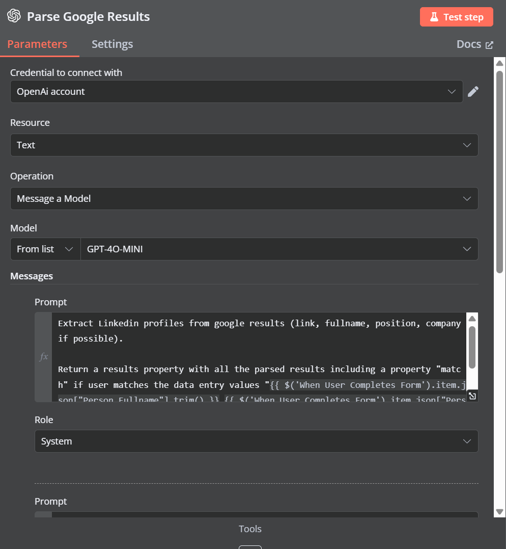 Parse With ChatGPT Params and Settings