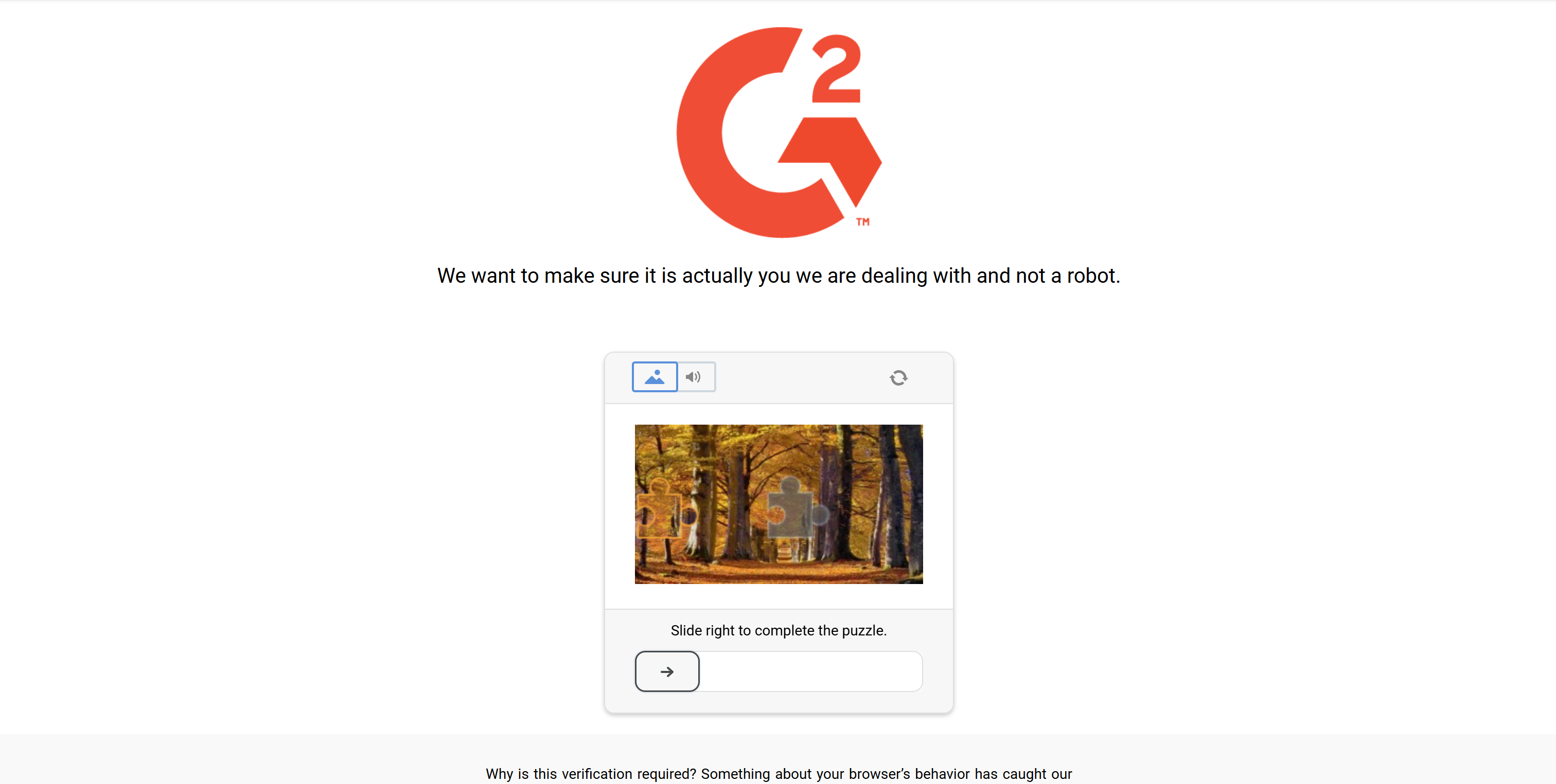 The G2 CAPTCHA page
