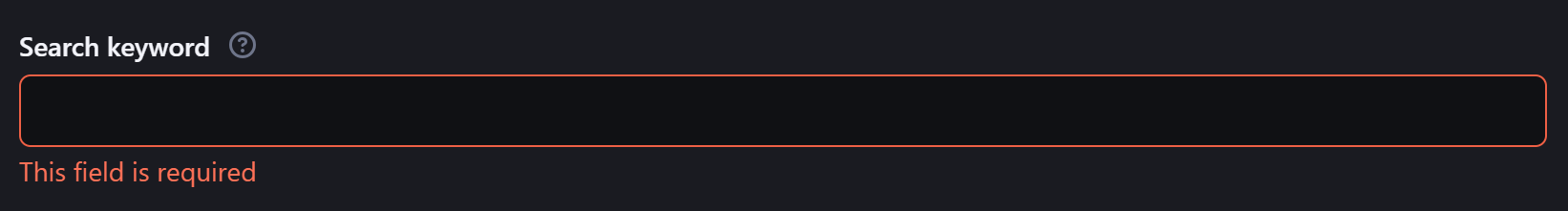 The configured keyword text field in the Apify Console