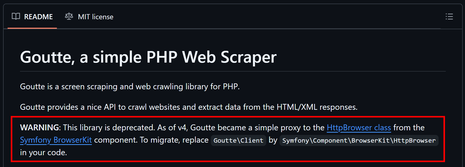the GitHub announcement of the library deprecation