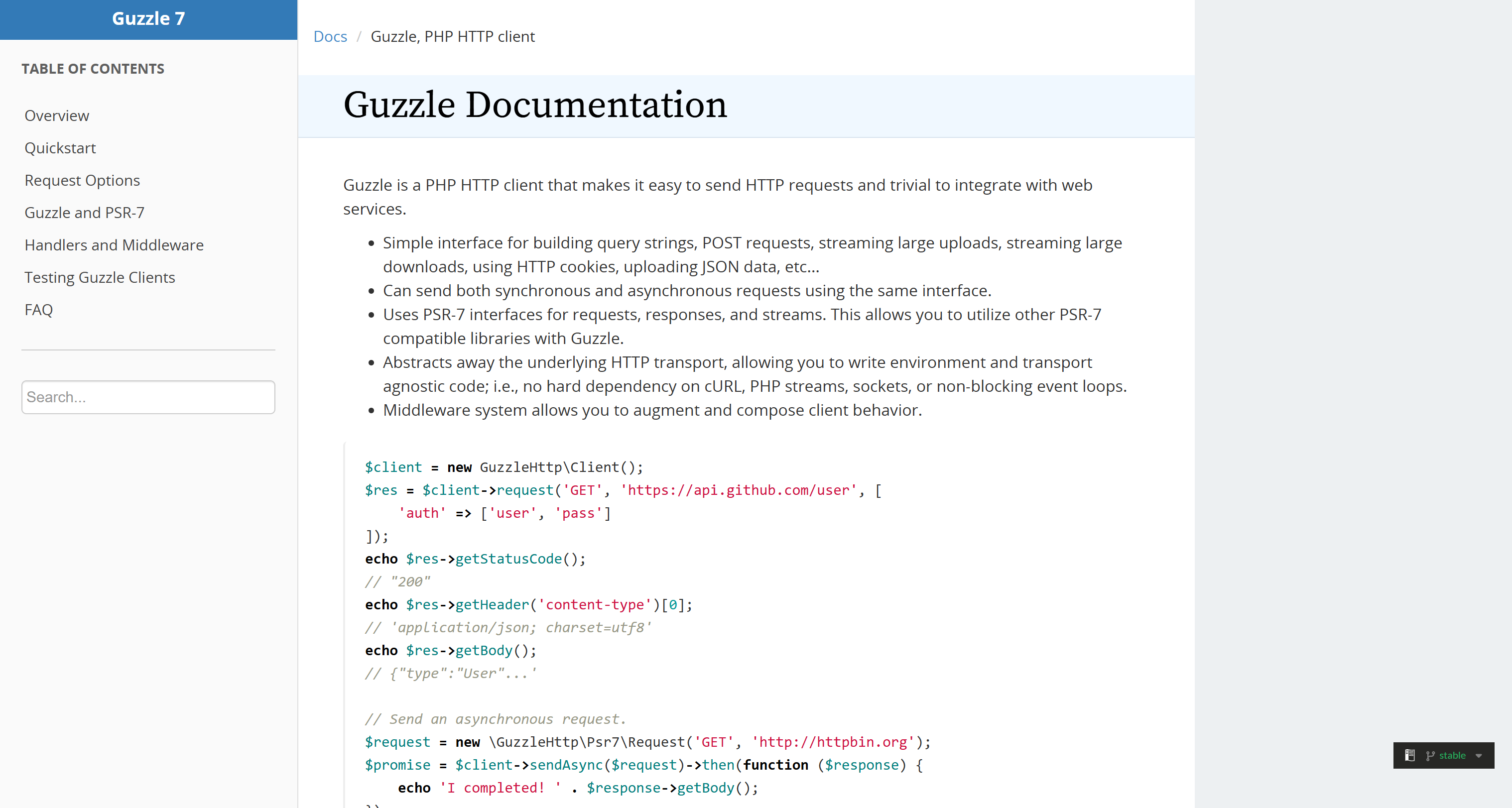 Guzzle's documentation page