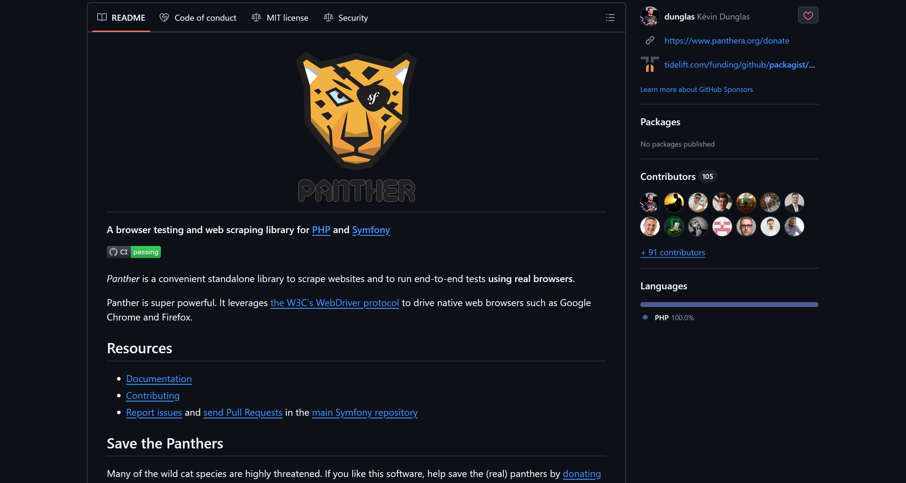 Panther’s GitHub page