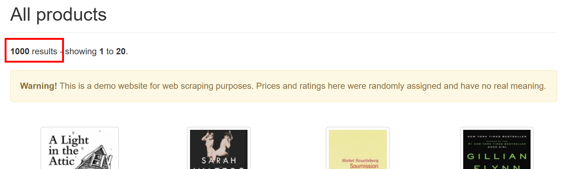 The product counter on the target site