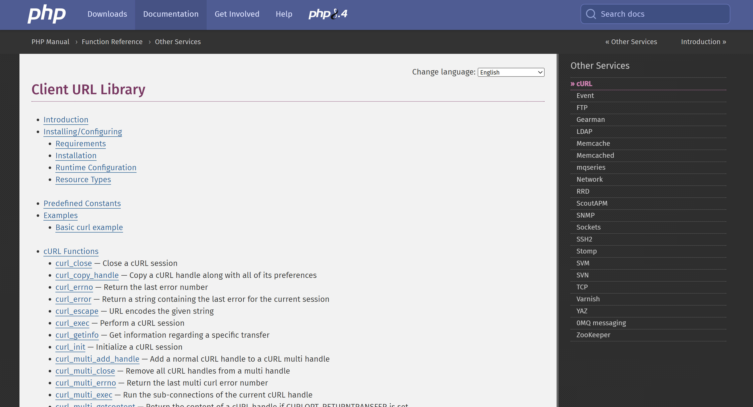 cURL's PHP documentation page
