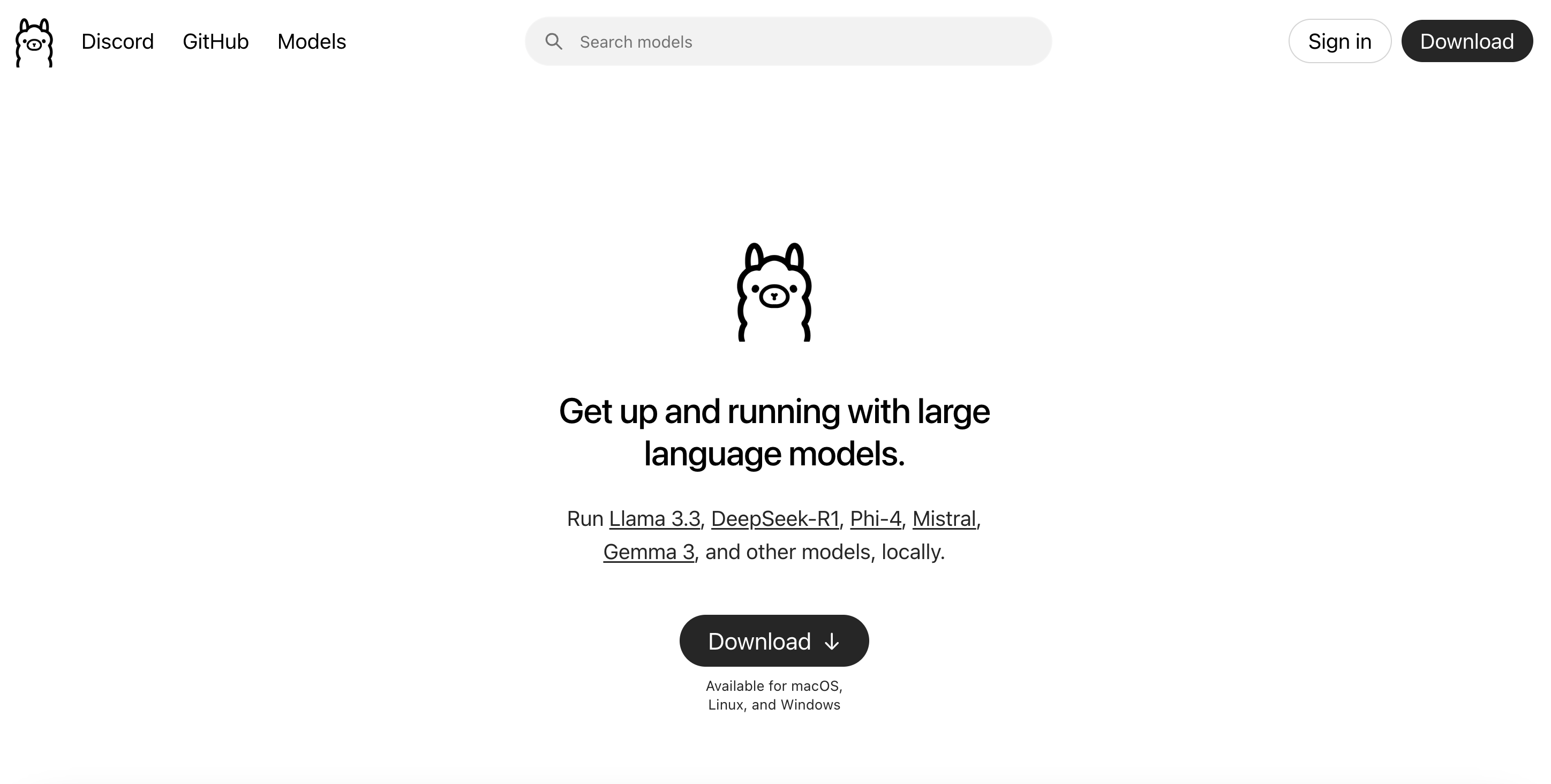 ollama-llm-download-installation-page