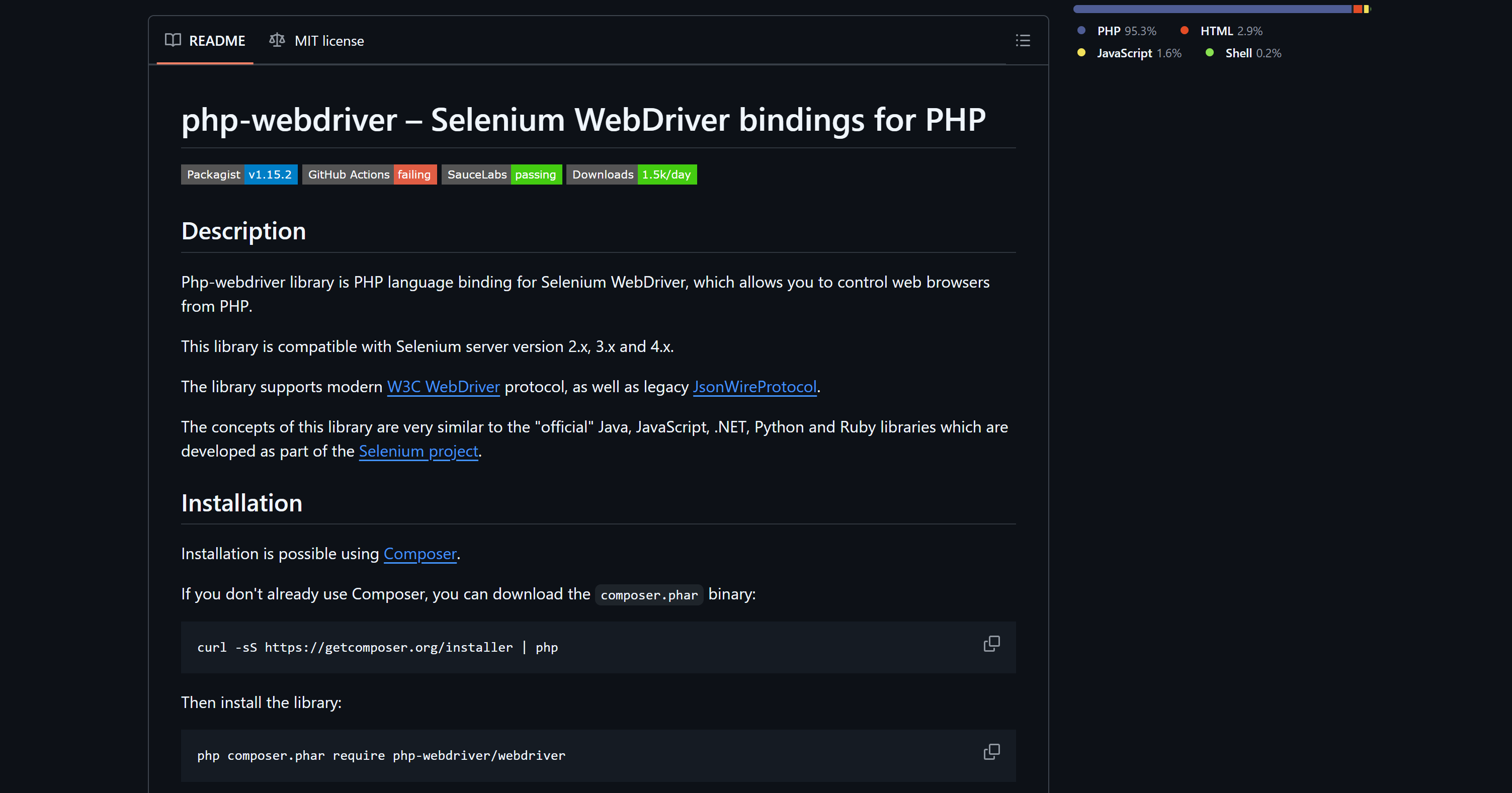 php-webdriver's GitHub page
