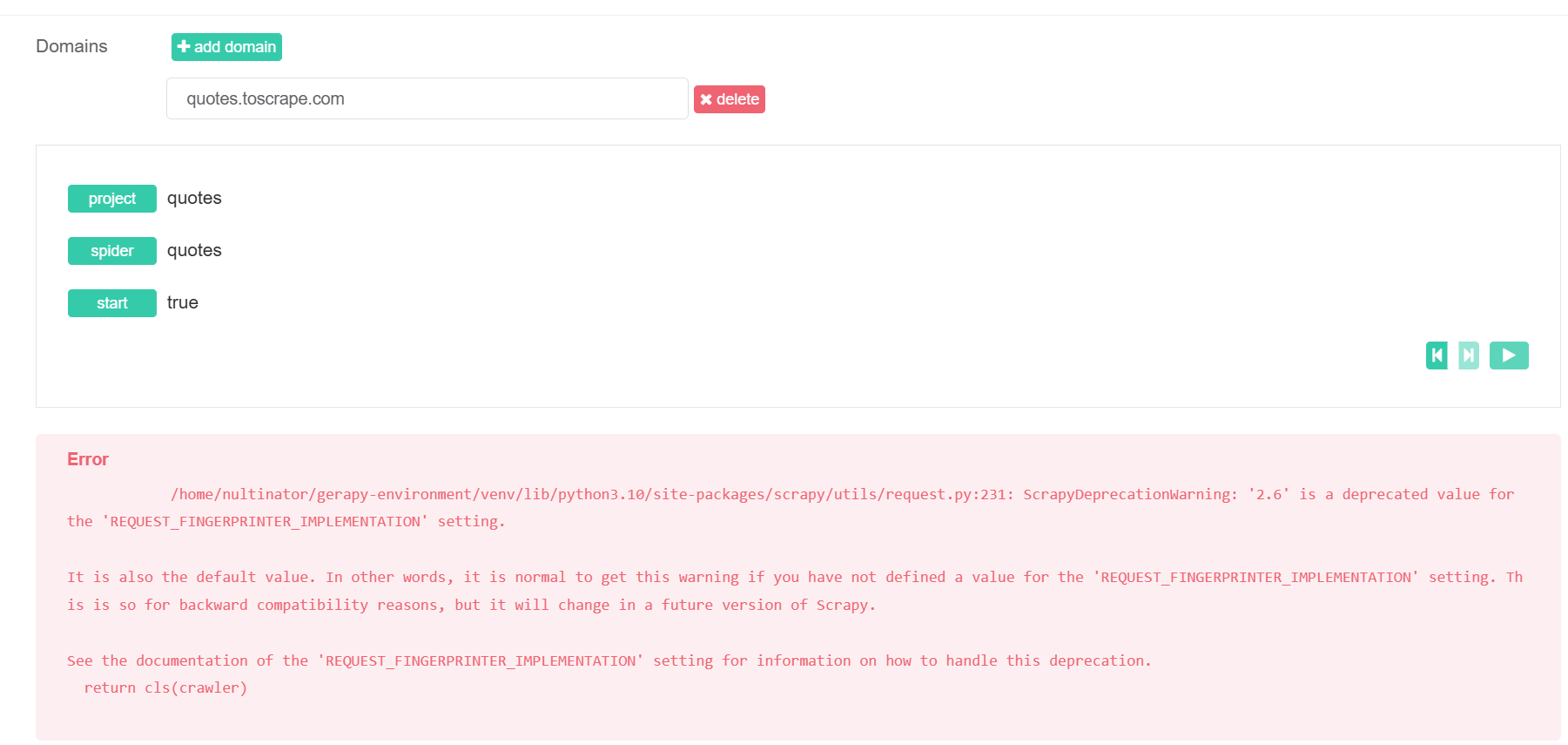 REQUEST_FINGERPRINTER_IMPLEMENTATION Deprecation Error