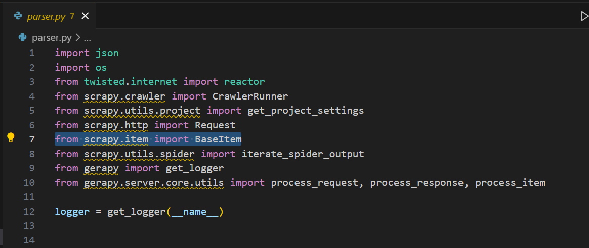 Scrapy Tries to Import BaseItem