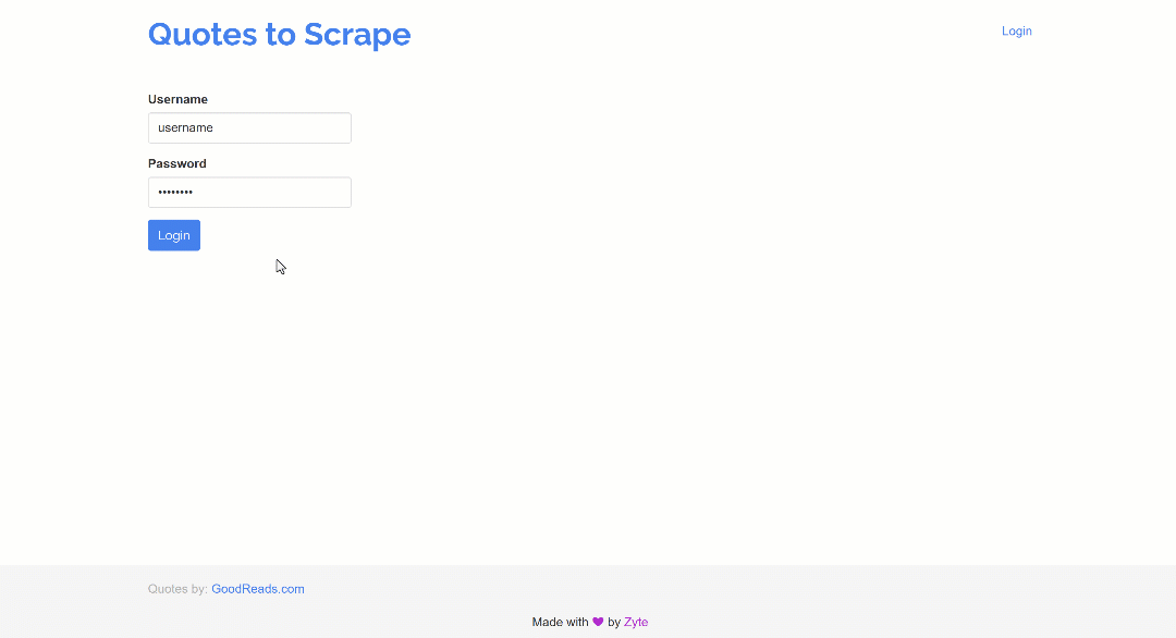 Submitting the login form
